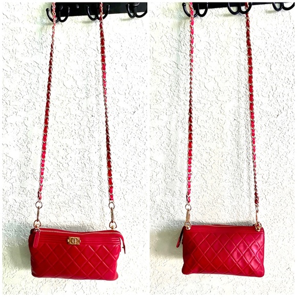 👑✅PRICE FIRM✅ AUTHENTIC Chanel Red Boy Lambskin Clutch - Picture 7 of 17